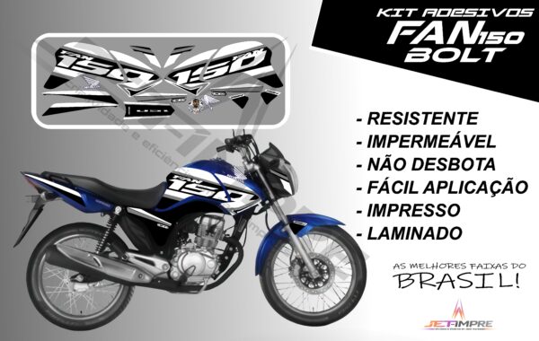 kit de adesivos fan 150 2014 à 2015- versão bolt (moto azul) - Imagem 4