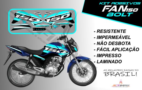 kit de adesivos fan 150 2014 à 2015- versão bolt (moto azul) - Imagem 5