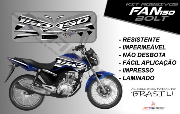 kit de adesivos fan 150 2014 à 2015- versão bolt (moto azul) - Imagem 7