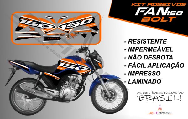 kit de adesivos fan 150 2014 à 2015- versão bolt (moto azul) - Imagem 10