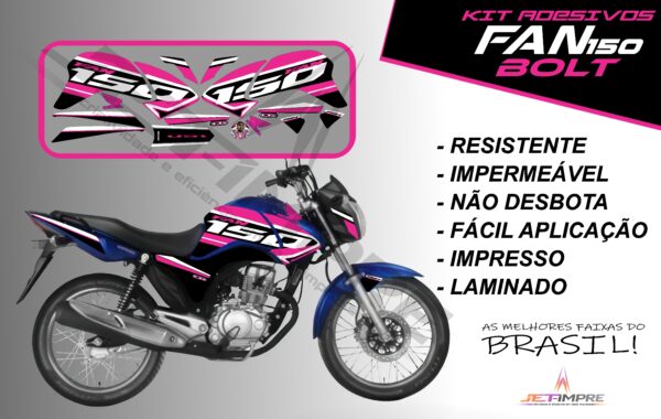 kit de adesivos fan 150 2014 à 2015- versão bolt (moto azul) - Imagem 11