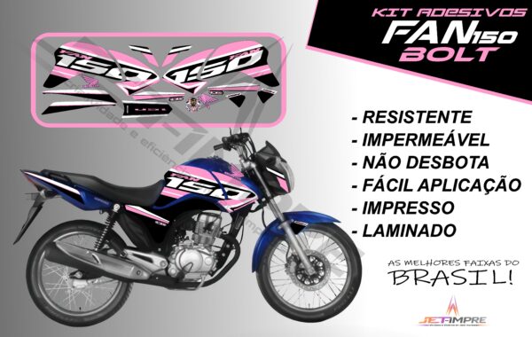 kit de adesivos fan 150 2014 à 2015- versão bolt (moto azul) - Imagem 13