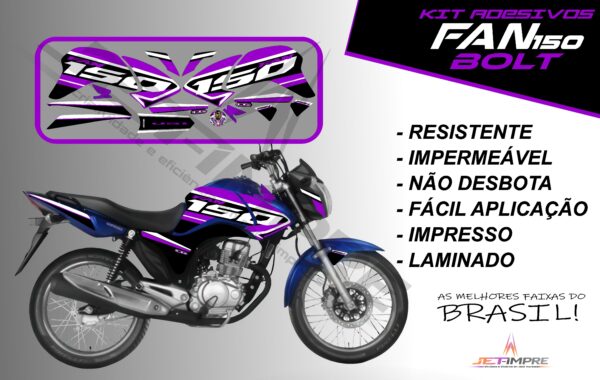 kit de adesivos fan 150 2014 à 2015- versão bolt (moto azul) - Imagem 14