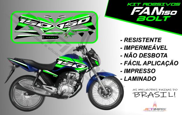 kit de adesivos fan 150 2014 à 2015- versão bolt (moto azul) - Imagem 17