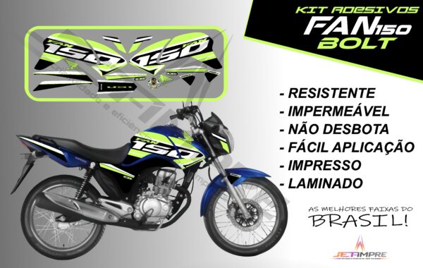 kit de adesivos fan 150 2014 à 2015- versão bolt (moto azul) - Imagem 16
