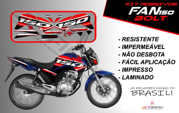 kit de adesivos fan 150 2014 à 2015- versão bolt (moto azul) - Imagem 18