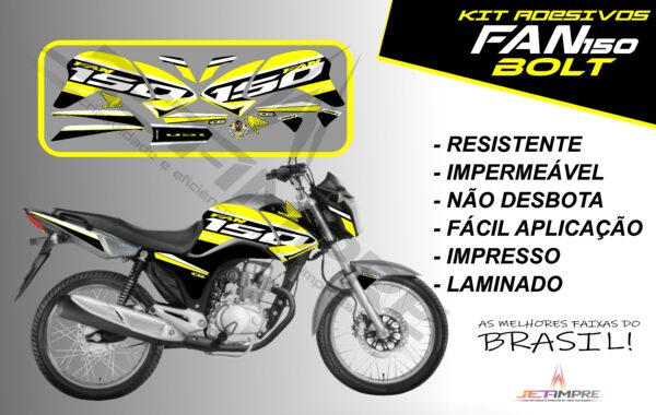 kit de adesivos fan 150 2014 à 2015- versão bolt (moto prata) - Imagem 2