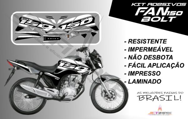 kit de adesivos fan 150 2014 à 2015- versão bolt (moto prata) - Imagem 4
