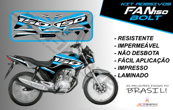 kit de adesivos fan 150 2014 à 2015- versão bolt (moto prata) - Imagem 6