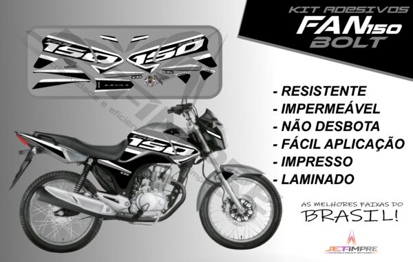 kit de adesivos fan 150 2014 à 2015- versão bolt (moto prata) - Imagem 7