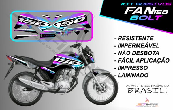 kit de adesivos fan 150 2014 à 2015- versão bolt (moto prata) - Imagem 8