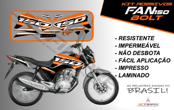 kit de adesivos fan 150 2014 à 2015- versão bolt (moto prata) - Imagem 10