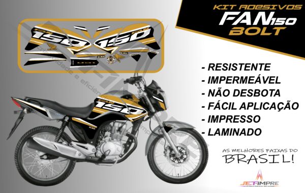 kit de adesivos fan 150 2014 à 2015- versão bolt (moto prata) - Imagem 12