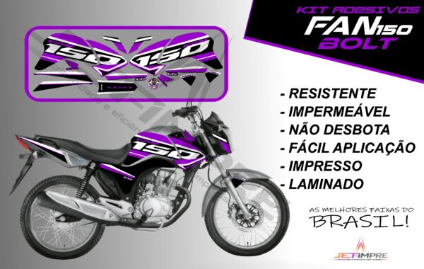 kit de adesivos fan 150 2014 à 2015- versão bolt (moto prata) - Imagem 14