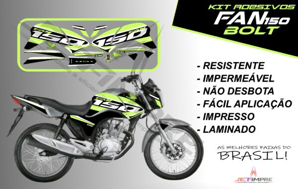 kit de adesivos fan 150 2014 à 2015- versão bolt (moto prata) - Imagem 16