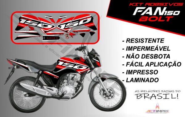 kit de adesivos fan 150 2014 à 2015- versão bolt (moto prata) - Imagem 18