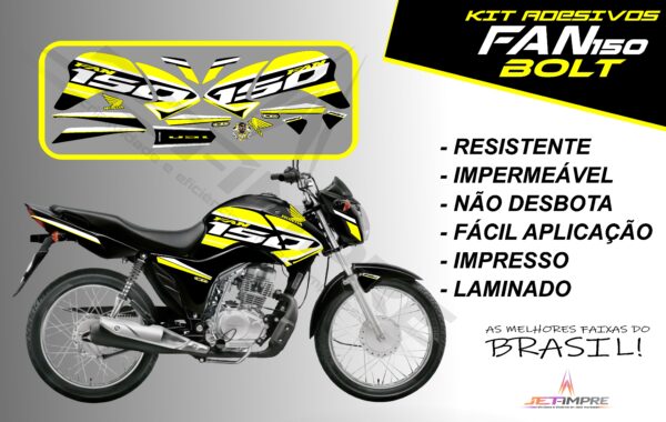 kit de adesivos fan 150 2014 à 2015- versão bolt (moto preta) - Imagem 2