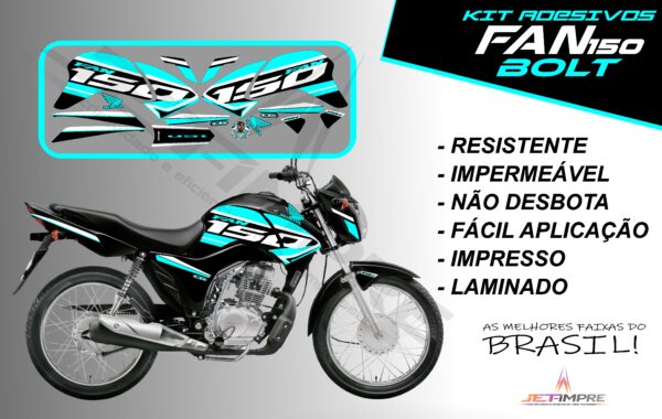 kit de adesivos fan 150 2014 à 2015- versão bolt (moto preta) - Imagem 5