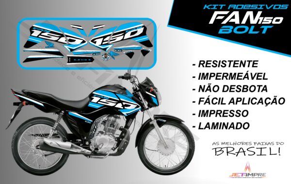 kit de adesivos fan 150 2014 à 2015- versão bolt (moto preta) - Imagem 6
