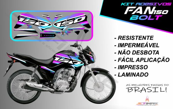 kit de adesivos fan 150 2014 à 2015- versão bolt (moto preta) - Imagem 8