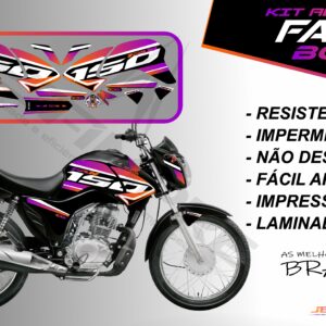 kit de adesivos fan 150 2014 à 2015- versão bolt (moto preta)