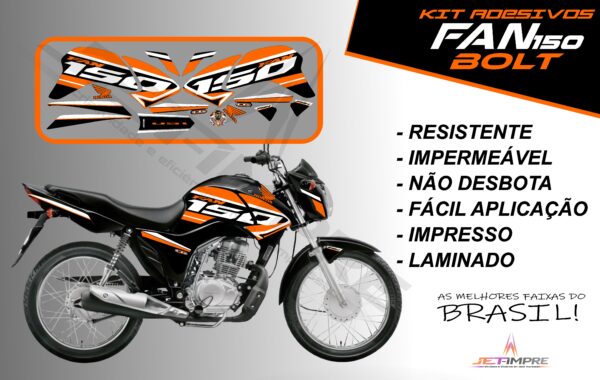 kit de adesivos fan 150 2014 à 2015- versão bolt (moto preta) - Imagem 10