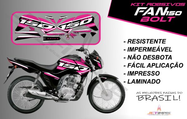 kit de adesivos fan 150 2014 à 2015- versão bolt (moto preta) - Imagem 11