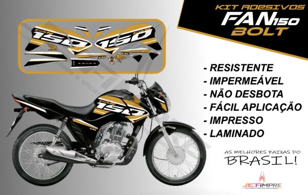 kit de adesivos fan 150 2014 à 2015- versão bolt (moto preta) - Imagem 12