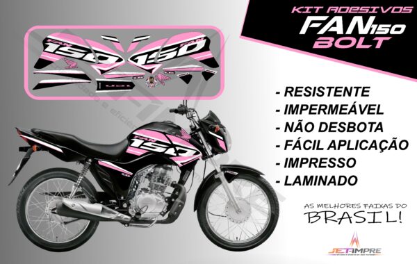 kit de adesivos fan 150 2014 à 2015- versão bolt (moto preta) - Imagem 13