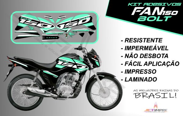 kit de adesivos fan 150 2014 à 2015- versão bolt (moto preta) - Imagem 15