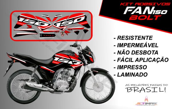 kit de adesivos fan 150 2014 à 2015- versão bolt (moto preta) - Imagem 18