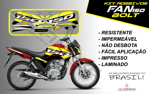kit de adesivos fan 150 2014 à 2015- versão bolt (moto vermelho) - Imagem 2