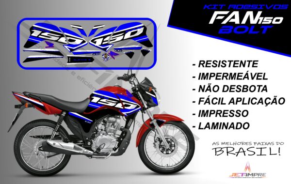 kit de adesivos fan 150 2014 à 2015- versão bolt (moto vermelho) - Imagem 3
