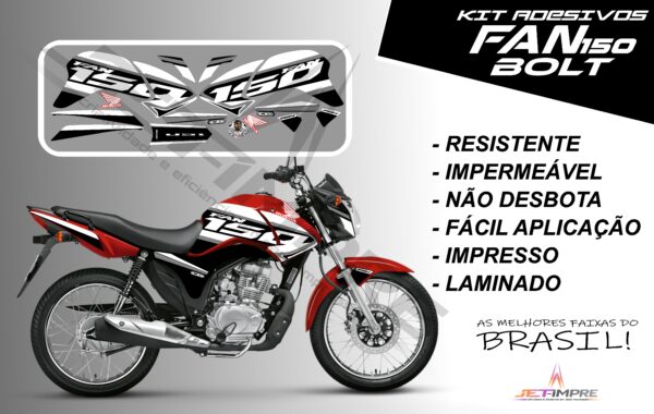 kit de adesivos fan 150 2014 à 2015- versão bolt (moto vermelho) - Imagem 4