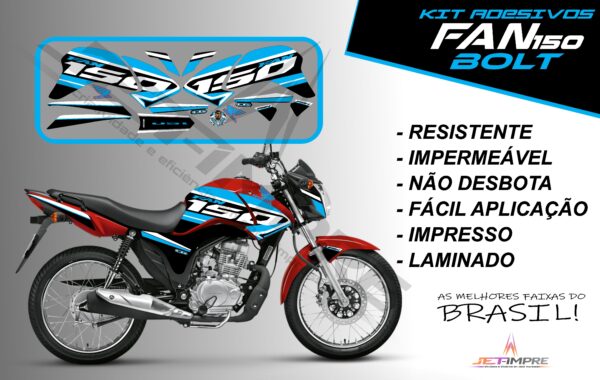 kit de adesivos fan 150 2014 à 2015- versão bolt (moto vermelho) - Imagem 6
