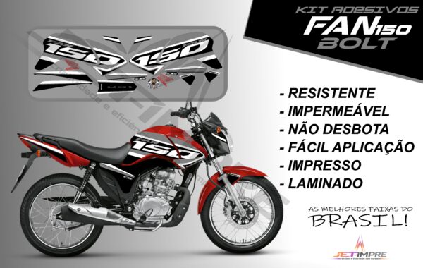 kit de adesivos fan 150 2014 à 2015- versão bolt (moto vermelho) - Imagem 7