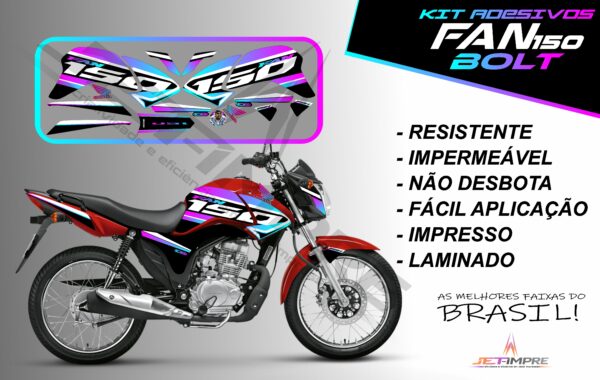kit de adesivos fan 150 2014 à 2015- versão bolt (moto vermelho)