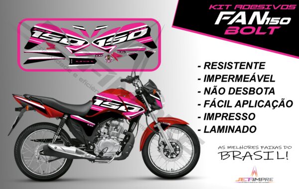 kit de adesivos fan 150 2014 à 2015- versão bolt (moto vermelho) - Imagem 11