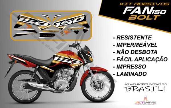 kit de adesivos fan 150 2014 à 2015- versão bolt (moto vermelho) - Imagem 12