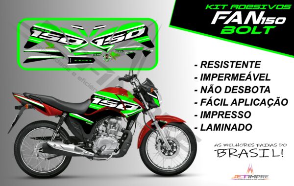 kit de adesivos fan 150 2014 à 2015- versão bolt (moto vermelho) - Imagem 17