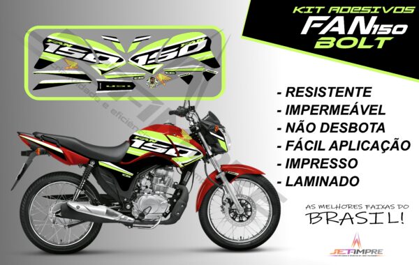 kit de adesivos fan 150 2014 à 2015- versão bolt (moto vermelho) - Imagem 16