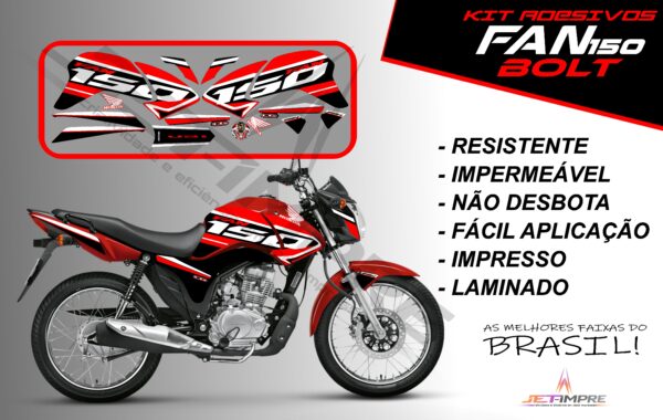 kit de adesivos fan 150 2014 à 2015- versão bolt (moto vermelho) - Imagem 18