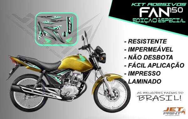 kit adesivo fan 150 2012 à 2013-modelo original(moto amarela) - Imagem 2