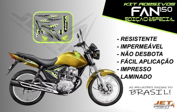 kit adesivo fan 150 2012 à 2013-modelo original(moto amarela) - Imagem 3