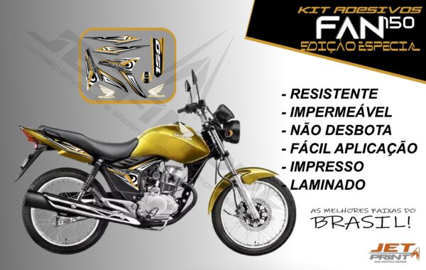 kit adesivo fan 150 2012 à 2013-modelo original(moto amarela) - Imagem 4