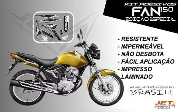 kit adesivo fan 150 2012 à 2013-modelo original(moto amarela) - Imagem 5