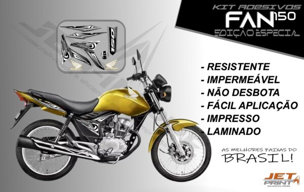 kit adesivo fan 150 2012 à 2013-modelo original(moto amarela) - Imagem 6