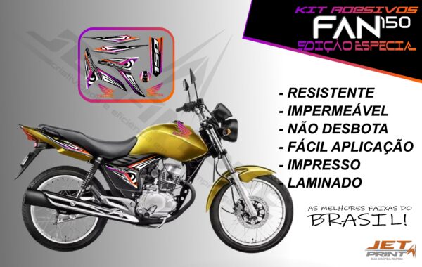 kit adesivo fan 150 2012 à 2013-modelo original(moto amarela) - Imagem 8