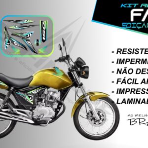 kit adesivo fan 150 2012 à 2013-modelo original(moto amarela)