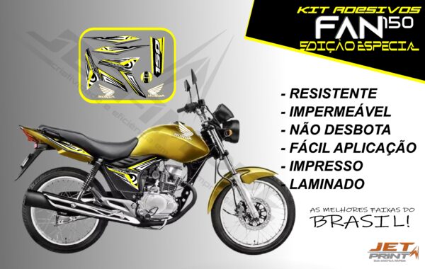 kit adesivo fan 150 2012 à 2013-modelo original(moto amarela) - Imagem 10